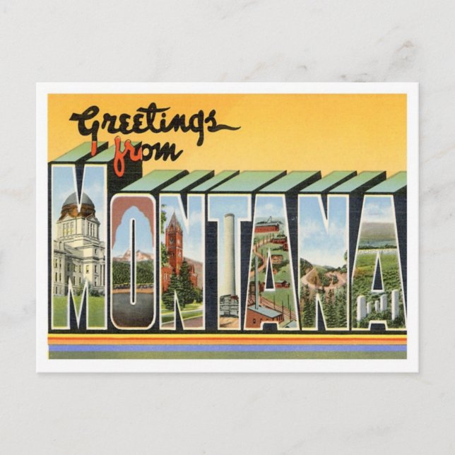 Carte Postale Salutations Montana Des États-Unis (Devant)