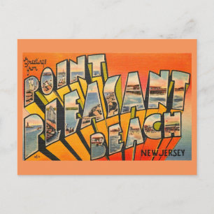 Carte Postale Salutations, Pt. Plage agréable, New Jersey Vintag