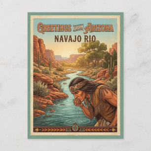 Carte Postale Salutations rétro amérindiennes d'Arizona
