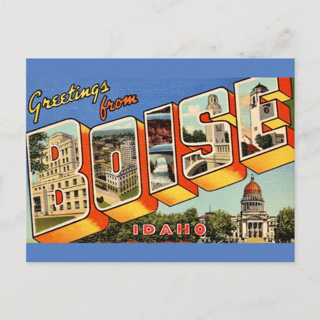 Carte Postale Salutations Rétro de Boise (Devant)