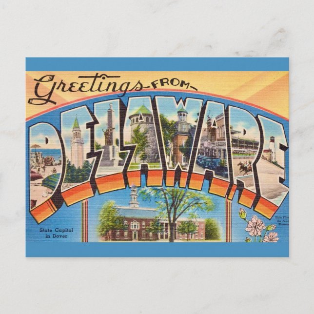 Carte Postale Salutations rétro Delaware   (Devant)