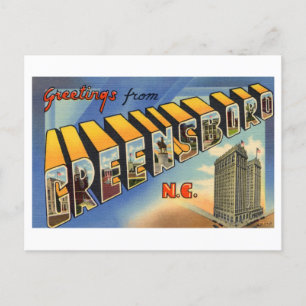 Carte Postale Salutations Vintage de Greensboro, Caroline du Nor
