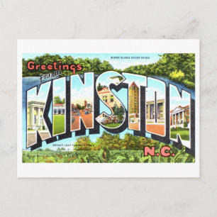 Carte Postale Salutations Vintage de Kinston, Caroline du Nord,