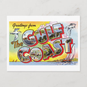 Carte Postale Salutations Vintage de la Côte du Golfe
