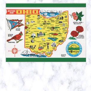 Carte Postale Salutations Vintage de l'Ohio