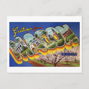 Carte Postale Salutations Vintage de Macon, Géorgie
