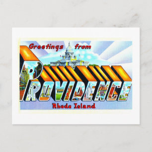 Carte Postale Salutations Vintage de Providence, Rhode Island,