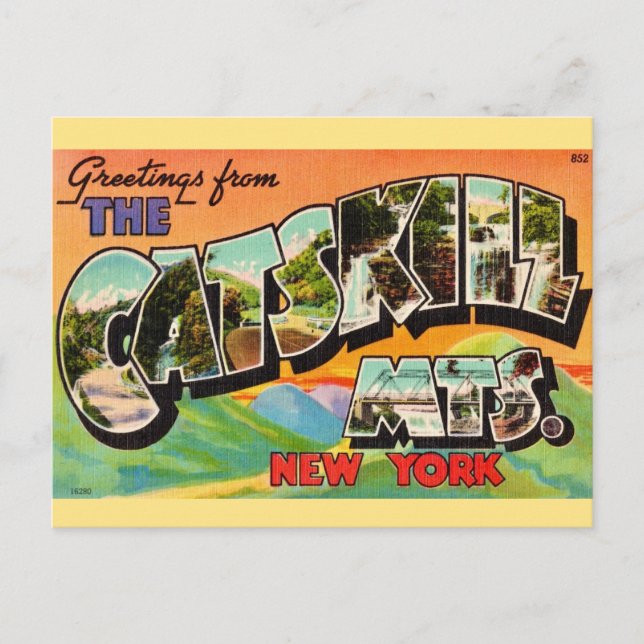 Carte Postale Salutations vintage des montagnes de Catskill (Devant)