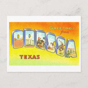Carte Postale Salutations Vintage d'Odessa, Texas,