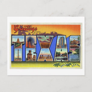 Carte Postale Salutations Vintage du Texas