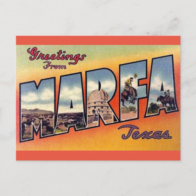 Carte postale Salutations Vintage voyage Marfa Tex (Devant)
