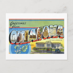 Carte Postale Salutations vintages Colorées De L'Affiche Oklahom
