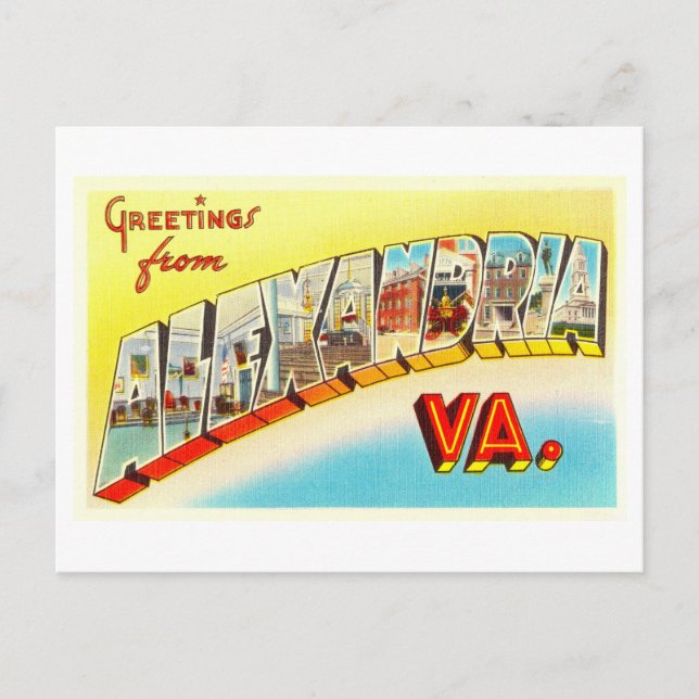 Carte Postale Salutations vintages d'Alexandrie, Virginie (Devant)