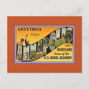Carte Postale Salutations vintages d'Annapolis MD