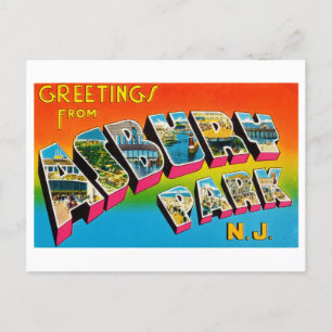 Carte Postale Salutations vintages d'Asbury Park, New Jersey