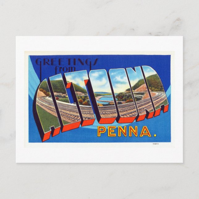 Carte Postale Salutations vintages de Altoona Pennsylvania Trave (Devant)