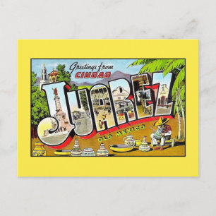 Carte Postale Salutations vintages de Ciudad Juarez Vieux Mexiqu