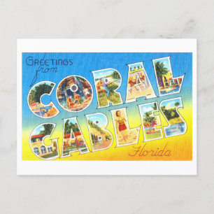 Carte Postale Salutations vintages de Coral Gables, Floride