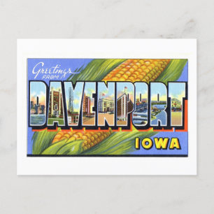 Carte Postale Salutations vintages de Davenport, Iowa