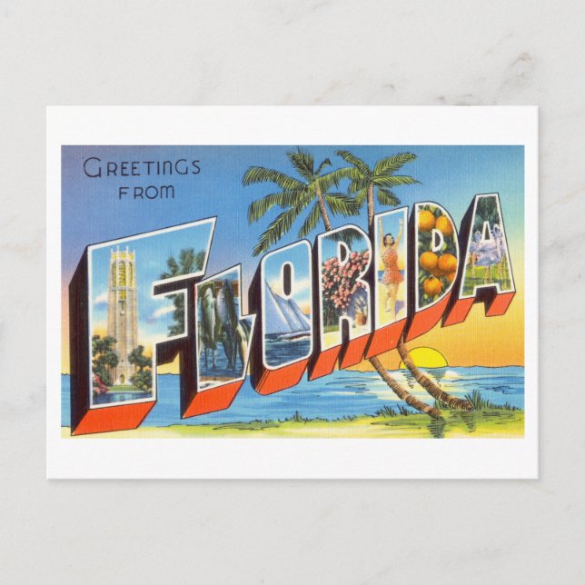 Carte Postale Salutations vintages de Floride (Devant)