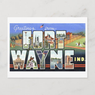 Carte Postale Salutations vintages de Fort Wayne, Indiana