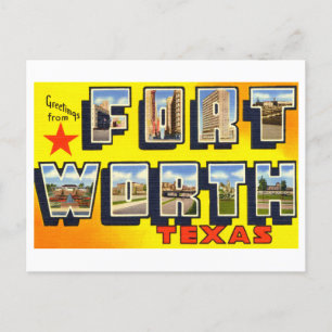 Carte Postale Salutations vintages de Fort Worth, Texas,