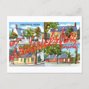 Carte Postale Salutations vintages de Fredericksburg, Virginie,