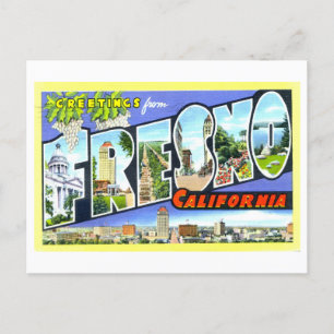 Carte Postale Salutations vintages de Fresno, Californie,