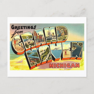 Carte Postale Salutations vintages de Grand Haven, Michigan