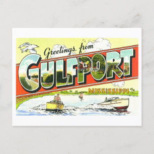 Carte Postale Salutations vintages de Gulfport, Mississippi