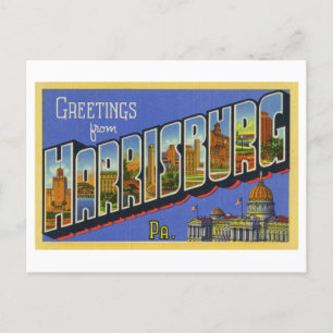 Carte Postale Salutations vintages de Harrisburg, Pennsylvanie
