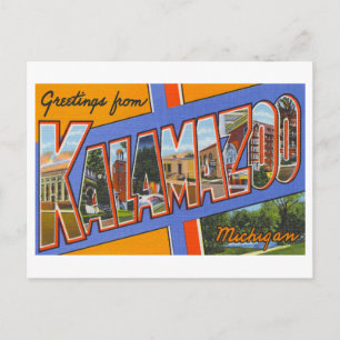 Carte Postale Salutations vintages de Kalamazoo, Michigan