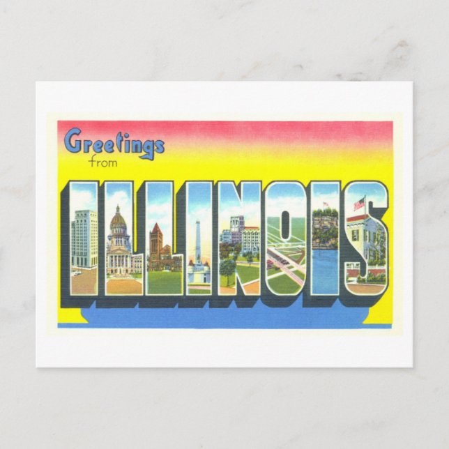 Carte Postale Salutations vintages de l'Illinois (Devant)