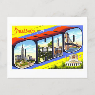 Carte Postale Salutations vintages de l'Ohio