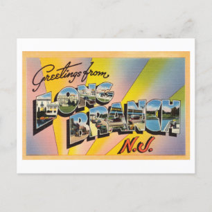 Carte Postale Salutations vintages de Long Branch, New Jersey
