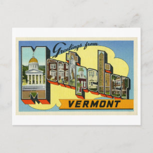 Carte Postale Salutations vintages de Montpelier, Vermont