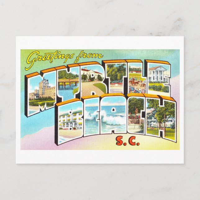 Carte Postale Salutations vintages de Myrtle Beach, SC (Devant)
