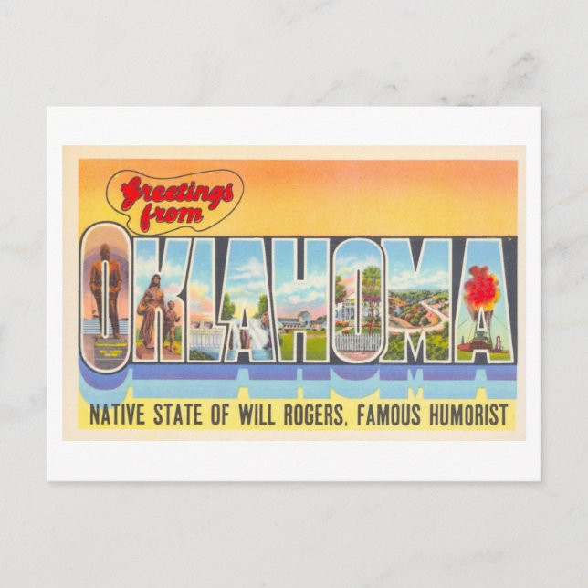 Carte Postale Salutations vintages de Oklahoma (Devant)