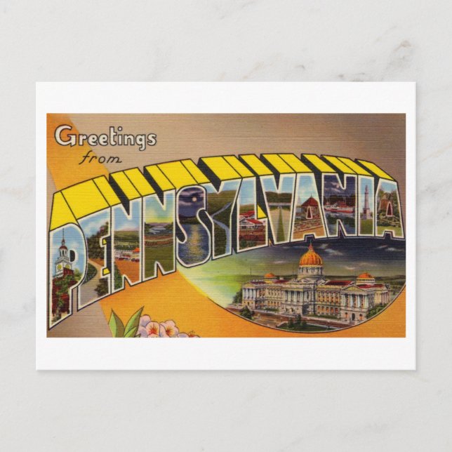 Carte Postale Salutations vintages de Pennsylvanie (Devant)