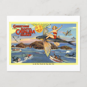 Carte Postale Salutations vintages de Père Noël Catalina