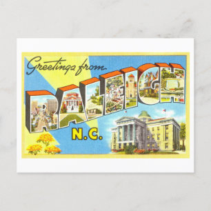 Carte Postale Salutations vintages de Raleigh, Caroline du Nord