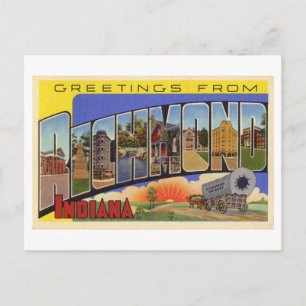 Carte Postale Salutations vintages de Richmond, Indiana