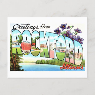 Carte Postale Salutations vintages de Rockford, Illinois