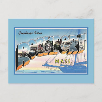 Carte Postale Salutations vintages de Rockport Massachusetts