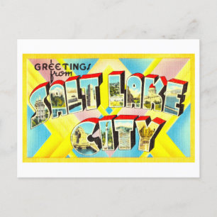Carte Postale Salutations vintages de Salt Lake City, Utah