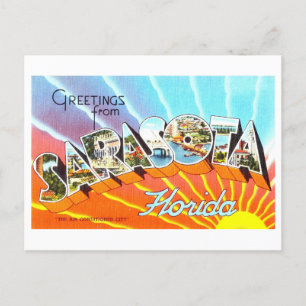 Carte Postale Salutations vintages de Sarasota, Floride