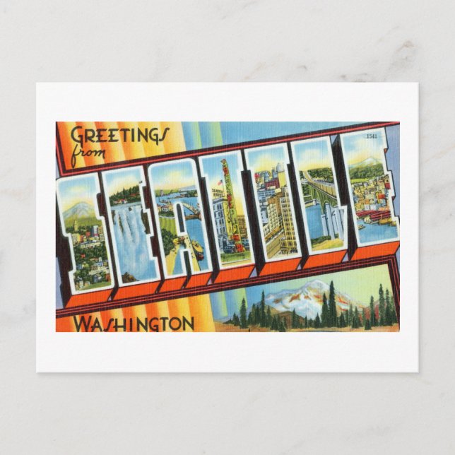 Carte Postale Salutations vintages de Seattle Washington Travel  (Devant)