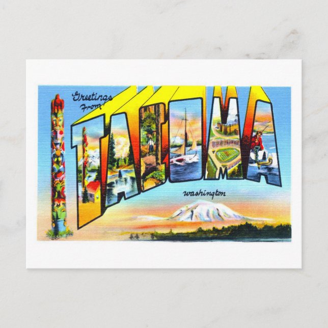 Carte Postale Salutations vintages de Tacoma, Washington, (Devant)