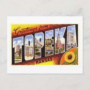 Carte Postale Salutations vintages de Topeka, Kansas