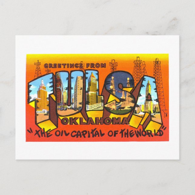 Carte Postale Salutations vintages de Tulsa, Oklahoma, (Devant)